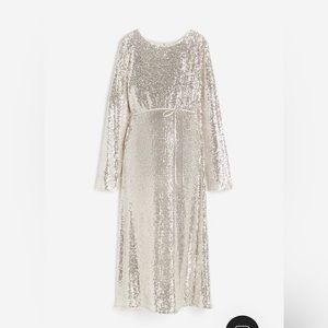 MAMA Sequined Tie-belt Dress - H&M - Size Medium